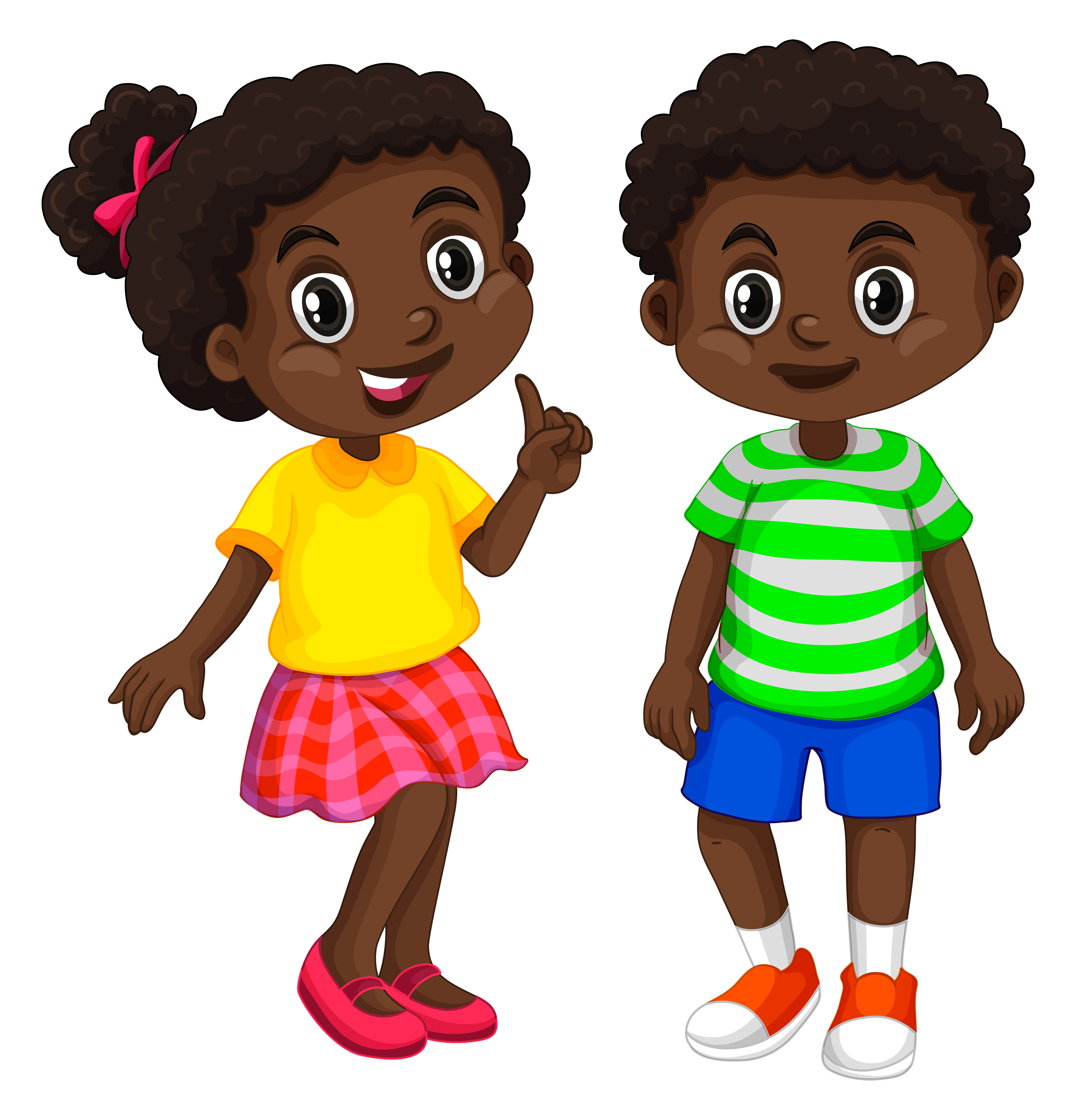 Boy and girl from Haiti illustration